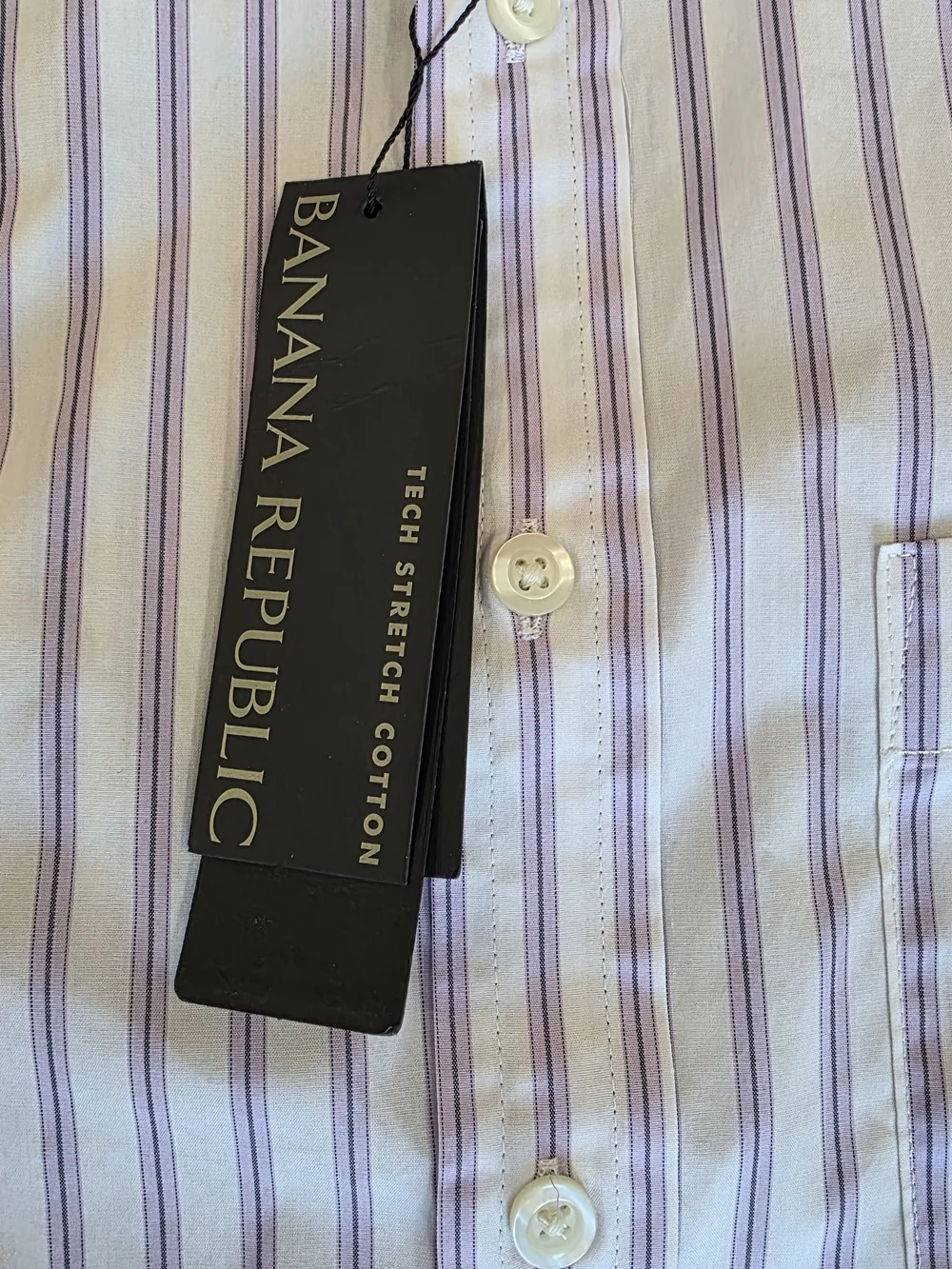 Banana Republic Men’s White Shirt with Purple Stripes